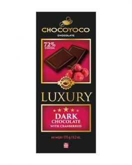 Chocoyoco czekolada 72% gorzka z dodatkami 175g – gorzka z żurawiną