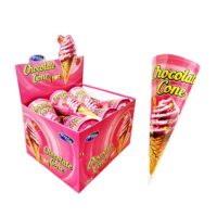 Chocolate cone – wafelek czekoladowy z kremem truskawkowym 18g 12szt.