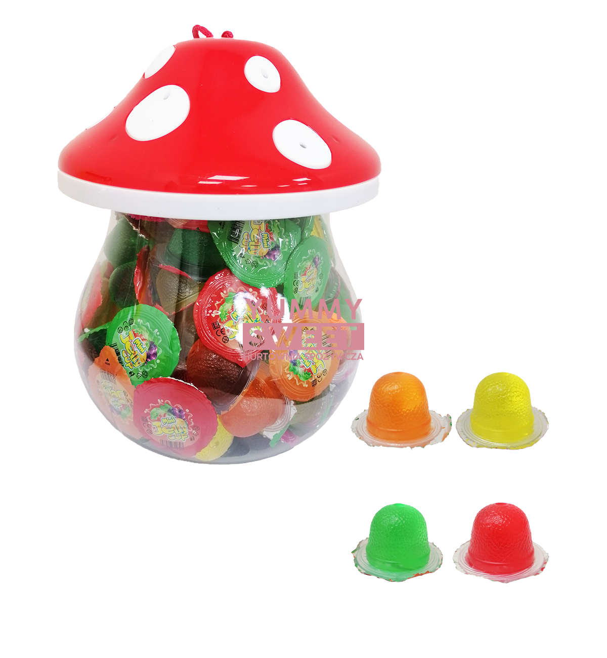 Galaretki Żelki Jelly Cup w skarbonce 100 szt. 1200g Muchomor
