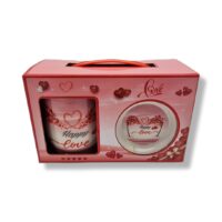 Kubki porcelanowe ze spodkiem, z motywem walentynkowym 350ml