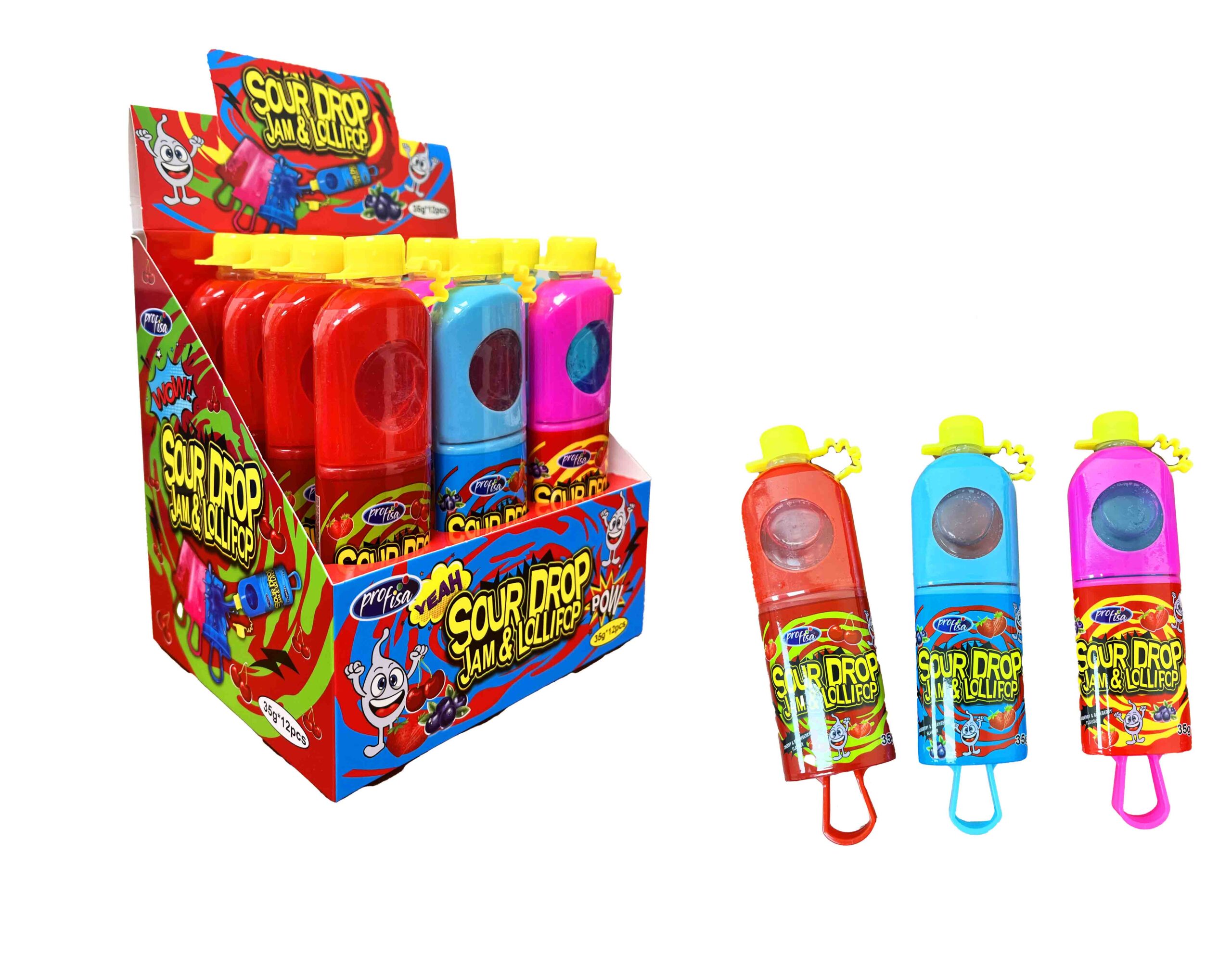 Sour drop pen&lollipop Lizak z kwaśnym żelem